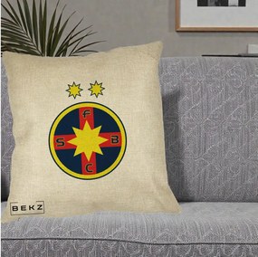 Perna Personalizata FCSB Fotbal Club Steaua Bucuresti, 40x40 cm, Crem, Husa Detasabila, Perna Inclusa, BEKZ®