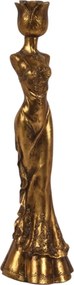 Sfeșnic din polirășină, auriu, model siluetă feminină, 39,5 x 11 cm, „Nymphe”