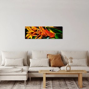 Tablou buchetului portocaliu (cu ceas) (90x30 cm)