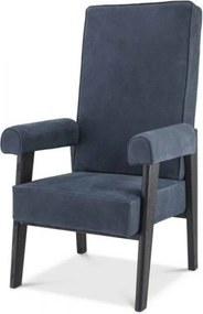 Fotoliu design clasic din piele naturala Milo, albastru 114504 HZ