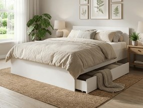 Pat ELISA 180 x 200 cm, albă Saltele: Saltea Sommera 18 cm, Somiera pat: Cu lamele curbate