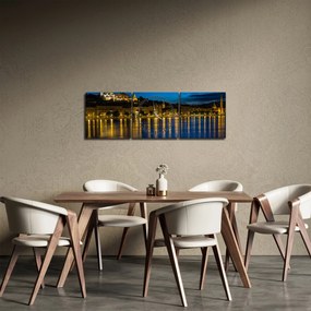 Tablou orașului nocturn (cu ceas) (90x30 cm)