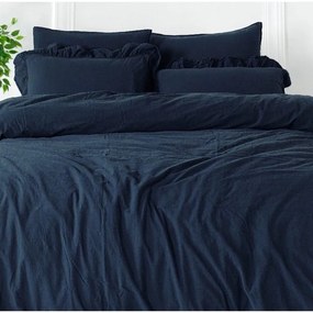 Lenjerie de pat albastru-închis din bumbac ranforcé pentru pat dublu, extinsă 240x220 cm Ruffle Striped – Mila Home Luxury