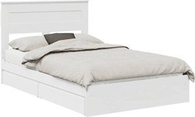 vidaXL Pat cu storage cu headboard Alb 120 x 190 cm Lemn compozit