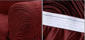 Set Huse elastice pentru coltar + 1 fotoliu, cu volanas, model Jacquard Bordo in dungi