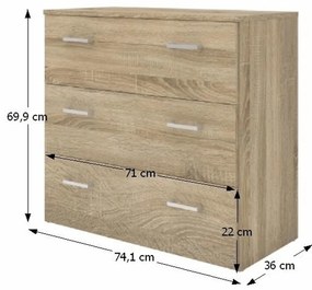 Comoda, stejar sonoma, GARBO 3