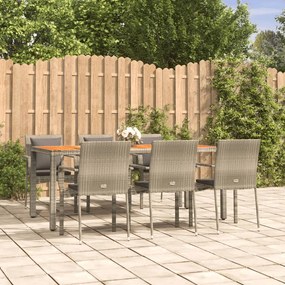 vidaXL Set mobilier de grădină cu perne, 7 piese, gri, poliratan