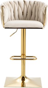 Set de 2 scaune de bar vintage cu spătar și suport pentru picioare, scaune de dining, Fildeș