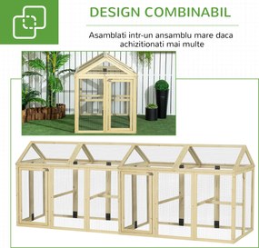 PawHut Adăpost pentru Găini de Exterior din Lemn, Cușcă cu Uși Multiple și Plasă Metalică, 140x88.5x106 cm, culoare Lemn | Aosom Romania