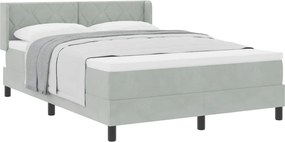 vidaXL Pat cu arcuri cu saltea Gri deschis 200 x 140 cm Catifea