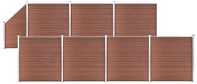 vidaXL Set panouri gard, 7 pătrate + 1 oblic, maro, 1311x186 cm, WPC