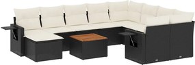 vidaXL Set canapele de grădină cu perne, 11 piese, negru, poliratan