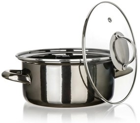 Banquet Oală emailată METALLIC Black 20 cm, 2 l,cu capac, 20 cm