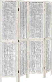 vidaXL Paravan cameră 4 panouri, alb, lemn masiv paulownia