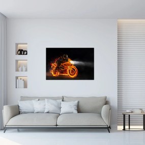 Tablou - Motociclist cu flăcări (90x60 cm)