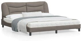 3207790 vidaXL Cadru de pat cu tăblie, gri taupe, 180x200 cm, textil