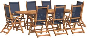 vidaXL Set mobilier de grădină, 9 piese, lemn masiv acacia/textilenă