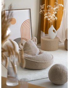Fotoliu puf pentru copii maro deschis cu tapițerie din țesătură bouclé Bear – Wigiwama