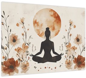 Tablou pe sticlă - Yoga Portocalie (70x50 cm)