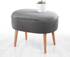Taburet MOILE, stofa catifelata gri, 63x44x47 cm