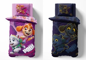 Lenjerie de pat luminoasa PAW PATROL Call the Patrol roz Dimensiune lenjerie de pat: 70 x 80 cm | 140 x 200 cm