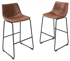 Set 2 scaune de bar cu tapiterie din microfibra Django maro vintage