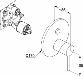 Baterie cada dus incastrata Kludi Bozz Push negru monocomanda