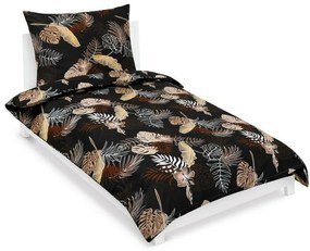 Bellatex Lenjerie de pat din bumbac Monstera maroînchis, 140 x 200 cm, 70 x 90 cm