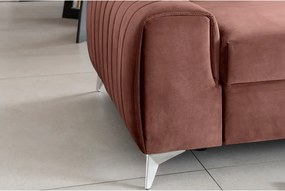 Canapea roz extensibilă cu tapițerie din catifea 261 cm Laurence – ELTAP