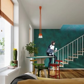 Lustră pe lanț DIEGO 3xE27/60W/230V portocalie