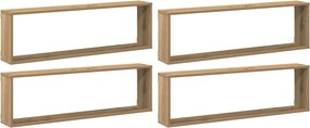 vidaXL Rafturi perete cub, 4 buc., stejar artizanal 100x15x30 cm lemn