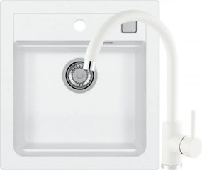 Set chiuveta bucatarie compozit Alveus Atrox 20 alb 47x50 cm si baterie Kati