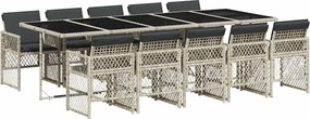 vidaXL Set mobilier de grădină cu perne 11 piese gri deschis poliratan