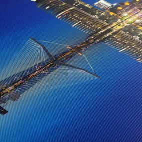 Tablou - Rotterdam nocturn (cu ceas) (90x30 cm)