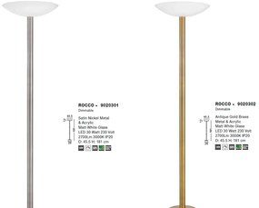 Lampadar LED / Lampa de podea moderna Rocco nickel/alb NVL-9020301