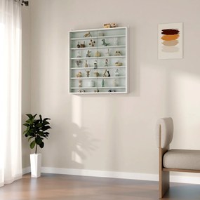 HOMCOM Vitrină pentru obiecte cu 6 rafturi reglabile, din PAL, cu uși din sticlă, 80 x 9,5 x 83 cm, alb | Aosom Romania