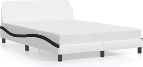 vidaXL Cadru de pat, Dover, alb/negru, 140x200 cm, piele ecologică