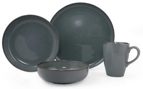 Set de masă, 16 piese, gri/porțelan