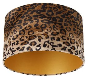 Abajur din catifea cu imprimeu leopard 35/35/20 interior auriu