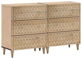 vidaXL Dulapuri laterale, 2 buc., 60x33x75 cm, lemn masiv de mango