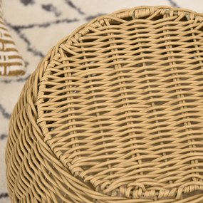 PawHut Niche coș casă pentru pisici 2 etaje din rășină împletită aspect răchită cu 1 pernă moale Ø 40 x 30 cm maro deschis | Aosom Romania