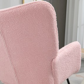 HOMCOM Scaun de leagăn rocking chair tapiterie din blană răsucită structură din oțel 71 x 98 x 101 cm roz | Aosom Romania