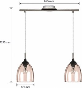 BRILAGI-LED lustră pe cablu RETRO GLASS 2xE27/60W/230V crom mat/bej fumuriu