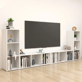 vidaXL Dulapuri TV, 4 buc., alb, 107x35x37 cm, lemn prelucrat