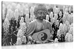 Tablou yin și yang Budha în design alb-negru