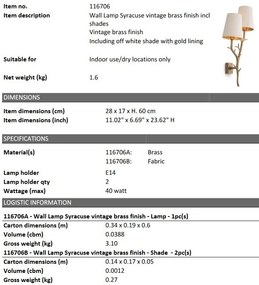 Aplica de perete design LUX Syracuse