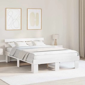vidaXL Cadru de pat cu tăblie Alb 150x200 cm Lemn masiv de pin
