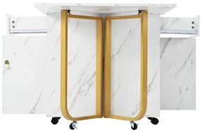 Masă de bucătărie versatilă și pliabilă, Alb+Auriu | Aosom Romania