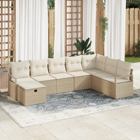 vidaXL Set de canapele pentru grădină cu pernă 8 pcs bej și crem