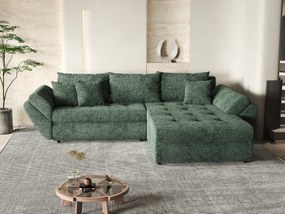 Colțar extensibil dumonde cu ladă de depozitare si sezut confortabil din spuma high-density, Loana Euphoria Green II 270x185 cm